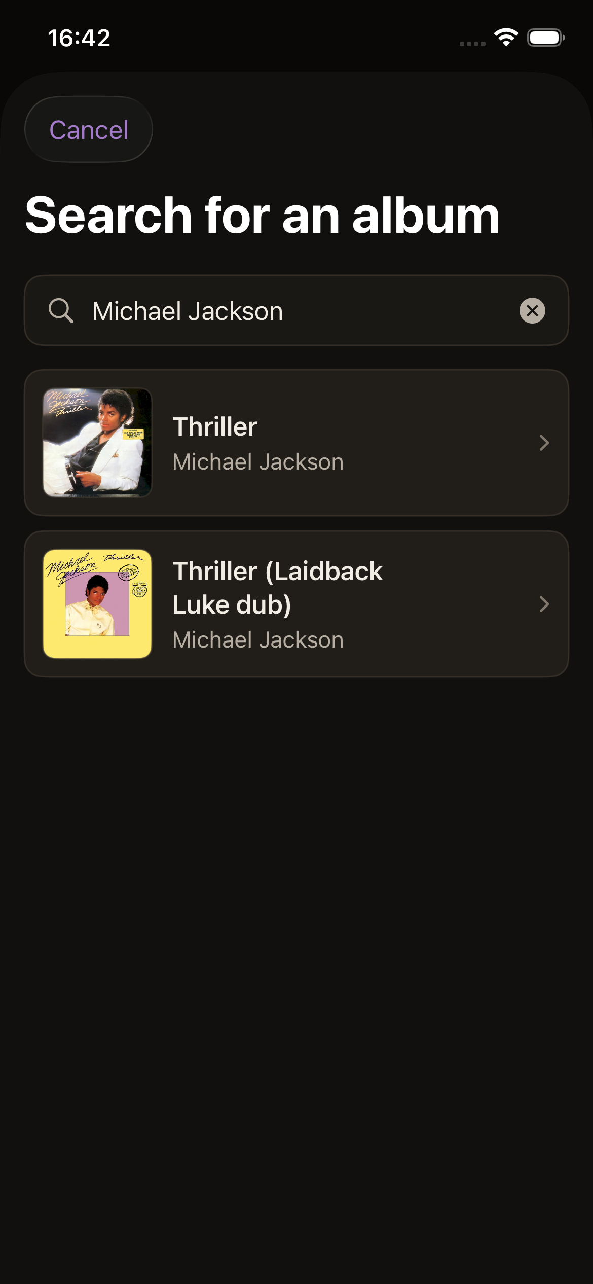 Spindle album and artist search