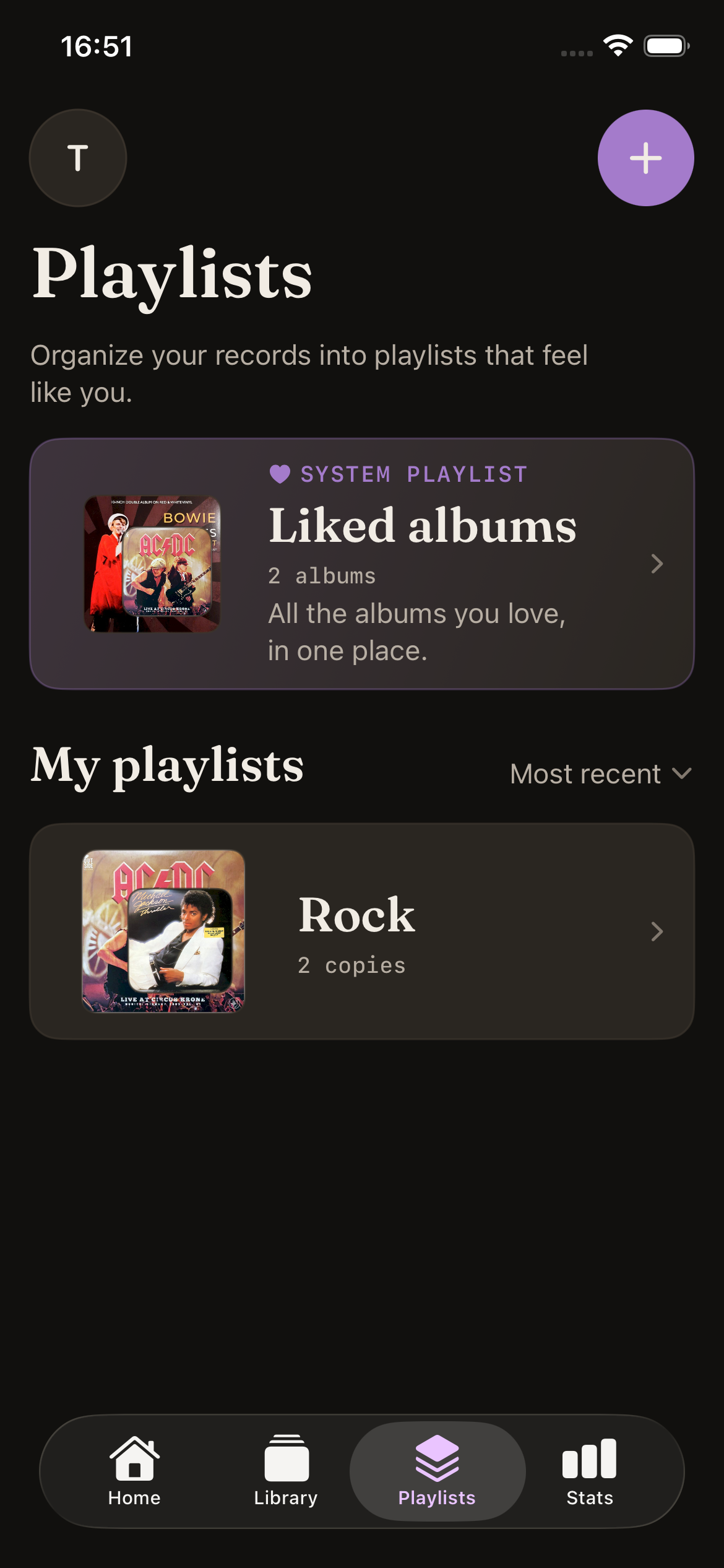 Spindle playlists and personal collections